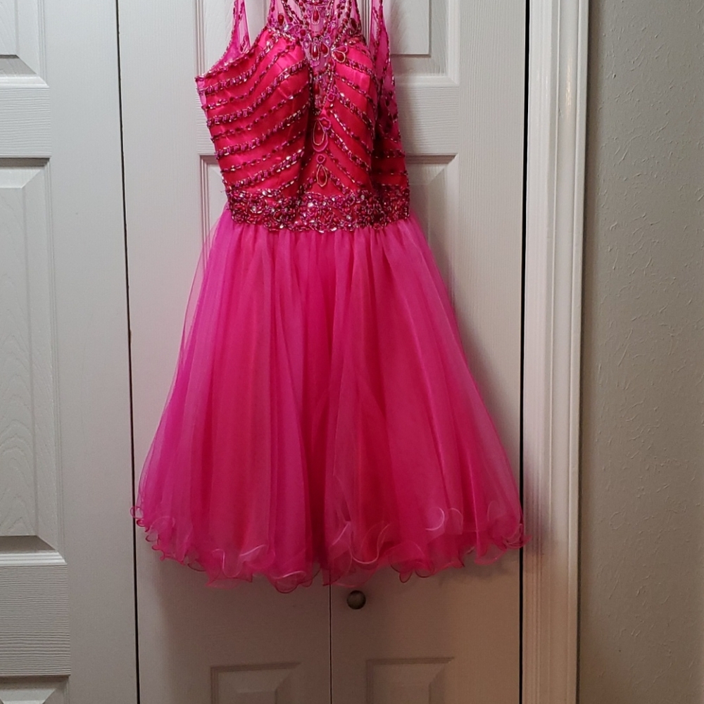 Hot Pink Cocktail Dress with beading